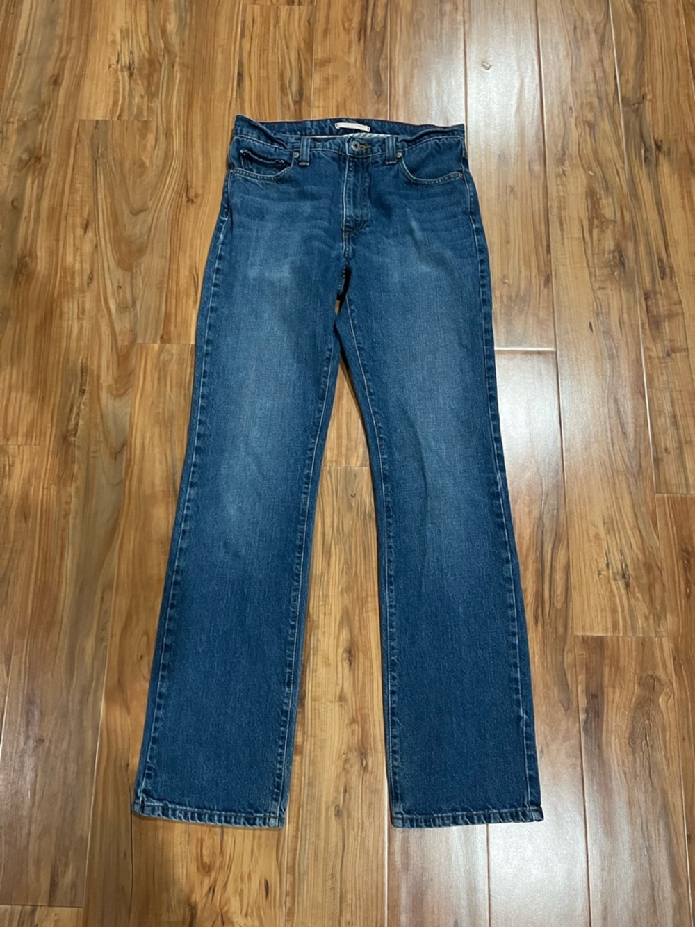 L.L. Bean Blue Denim Jeans with Striped Pocket Lining